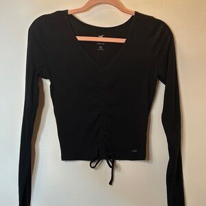 Hollister Black Long Sleeve V-Neck Top